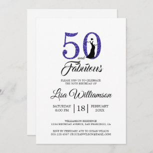 Invitation Royal Blue Parties scintillant 50 Fabuleuse fête d