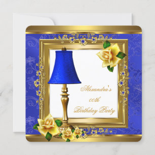 Invitation Royal Blue Pearl or rose jaune rose fête d'anniver
