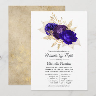 Invitation Royal Blue, Purple et Gold Fête des mariées par co