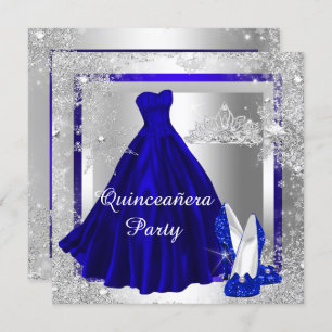 Invitation Royal Blue Quinceanera 15e Elite Élégant parti