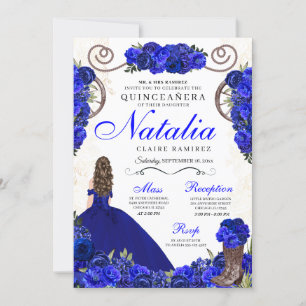 Invitation Royal Blue Ranchero Princess Quinceanera