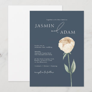 Invitation Royal Blue Rose Rose Rose or Mariage Floral