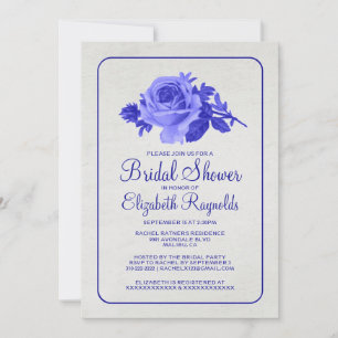 Invitation Royal Blue Rustic Floral Douche nuptiale Invitatio
