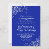 Royal Blue & Silver Chic Moderne Mariage catholiqu