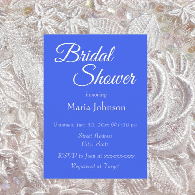 Invitation Royal Blue Simple Style Fête des mariées (In Situ Wedding)