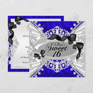 Invitation Royal Blue Sparkle Diamond & Bow pour l