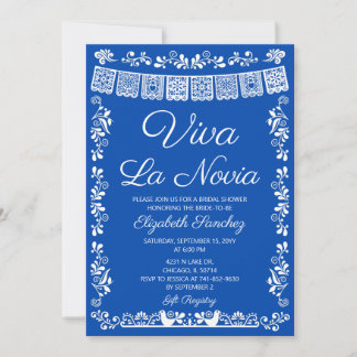 Invitation Royal Blue Viva La Novia Baby Shower pour la marié