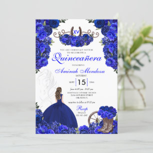 Invitation Royal Blue Western Princesse Charro Quinceanera