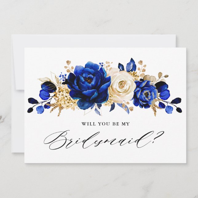 Invitation Royal Blue Yellow Gold Seras-tu ma domestique (Devant)