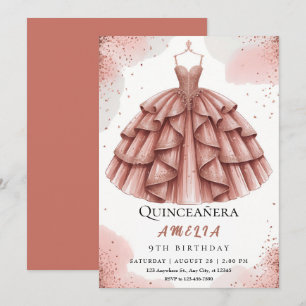Invitation Royal Blush Pink & Rose Gold Quinceañera