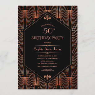 Invitation Royal Copper Black Great Gatsby 20s fête d'anniver