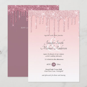 Invitation Royal Elegance ROSE ROSE OR Parties scintillant Ma