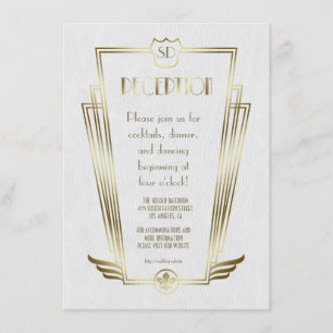 Invitation Royal Gold Art Déco Monogramme Réception de mariag
