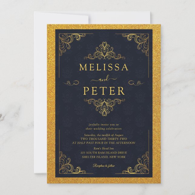 Invitation Royal Gold Glitter  Wedding (Devant)