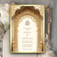 Royal Islamic Arch Cream Gold Mariage musulman