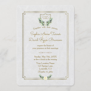 Invitation Royal Monogram Gold Crest Mariage de verdure