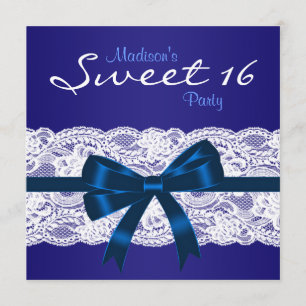 Invitation Royal Navy Bleu Blanc dentelle Bleu Doux 16 Parti