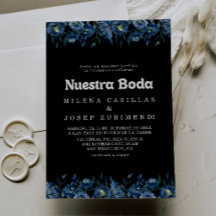 Royal Navy Bleu Floral Nuestra Boda Mariage