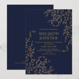 Invitation Royal Navy-Blue & Gold Mariage