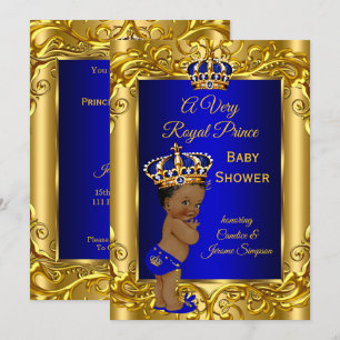 Invitation Royal Prince Baby shower Royal bleu or ethnique