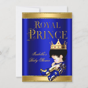 Invitation Royal Prince Boy Baby shower Bleu OR