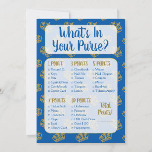 Invitation Royal Prince What's In Your Purse Baby shower Jeu