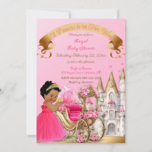 Invitation Royal Princess Castle Carriage Rose Gold Girl