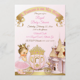 Invitation Royal Princess Castle Carriage Rose Gold Girl