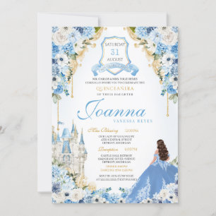 Invitation Royal Princess Light Blue Cinderella Quince V4