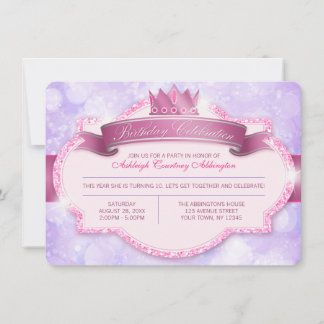 Invitation Royal Princess Parties scintillant Purple Girls An