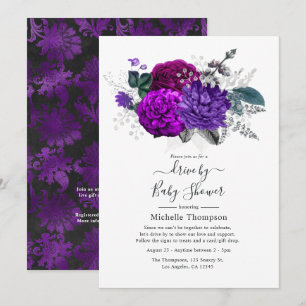 Invitation Royal Purple et Silver Floral Drive par douche