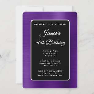 Invitation Royal Purple Foil noir et blanc 40e anniversaire