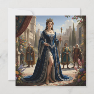 Invitation Royal Queen with Scepter in Palace Garden