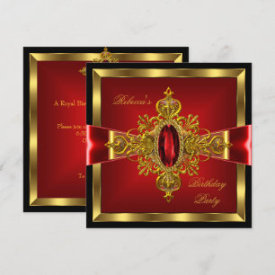 Invitation Royal Red Diamond Gold Bow Noir fête d'anniversair