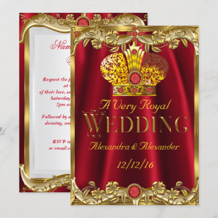 Invitation Royal Red Gems Mariage Gold Crown