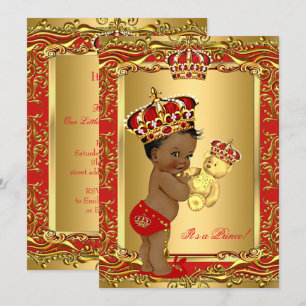 Invitation Royal Red Prince Baby shower de la Couronne Ours e