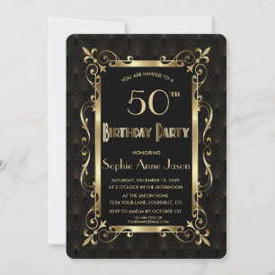 Invitation Royal Roaring 20s Gold Art déc fête d'anniversaire