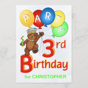 Invitation Royal Teddy Bear 3e anniversaire