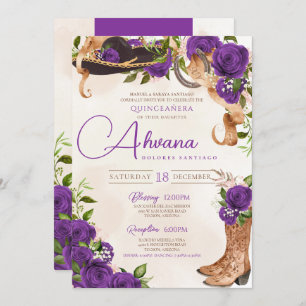 Invitation Royal violet Quinceanera Violet Charra Ouest
