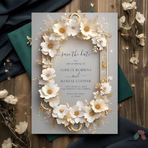 Invitation Royal White Roses Couronne Florale Enregistrer La 