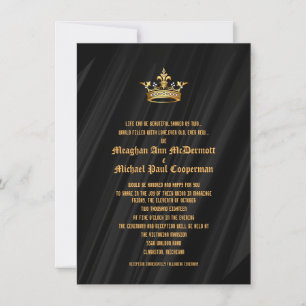 " invitation royale en soie noire de couronne de