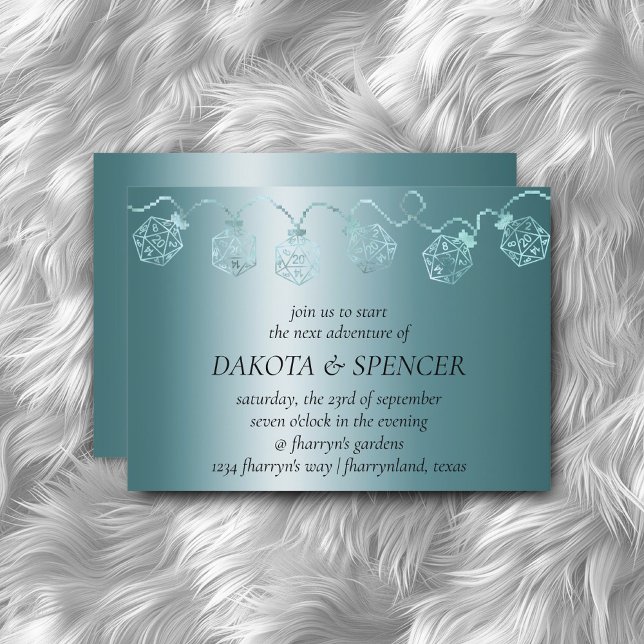 Invitation RPG Luxe | Aqua Sheen Tabletop Gamer Dice Lights (Créateur téléchargé)