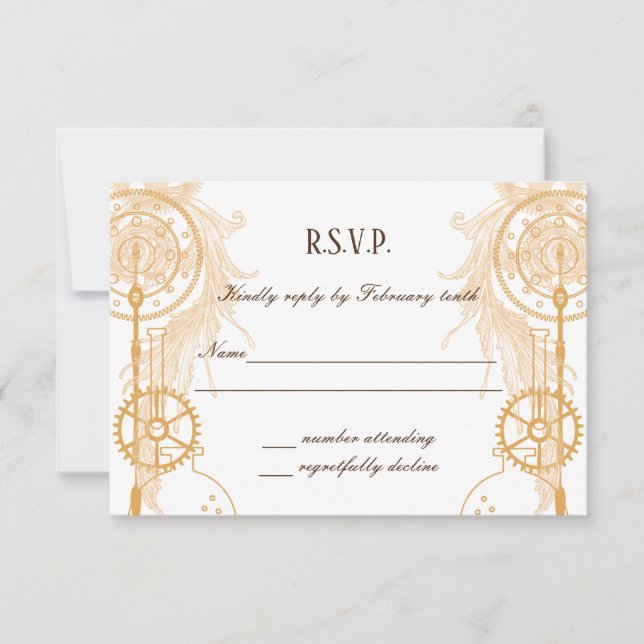 Invitation RSV à un mariage Steampunk (Devant)