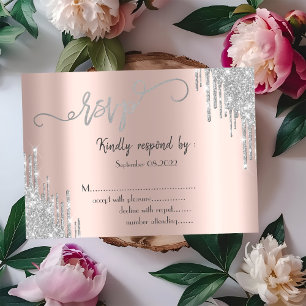 Invitation RSVP à la Bat Mitzvah Gouttes de Paillettes Argent