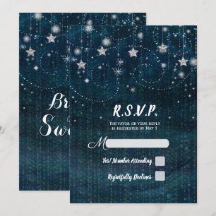 Invitation RSVP à la soirée argentée et bleue de la nuit étoi