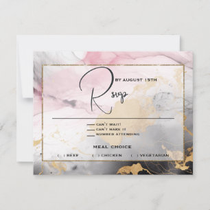 Invitation RSVP Abstrait Rose Pink Or Noir