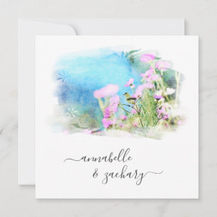 Invitation *~* RSVP - Aquarelle QR AR15 Mariage FLORAL Oiseau