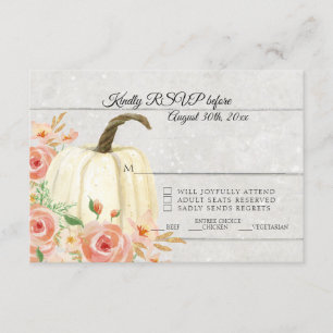 Invitation RSVP Aquarelle Rustique Floral Blanc Citrouille Bo