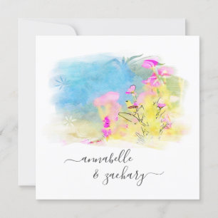 Invitation *~* RSVP AR15 QR Mariage FLORAL d'oiseaux d'aquare