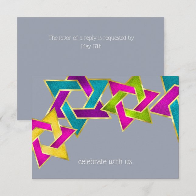 Invitation RSVP Card Star de David N'importe quelle couleur (Devant / Derrière)